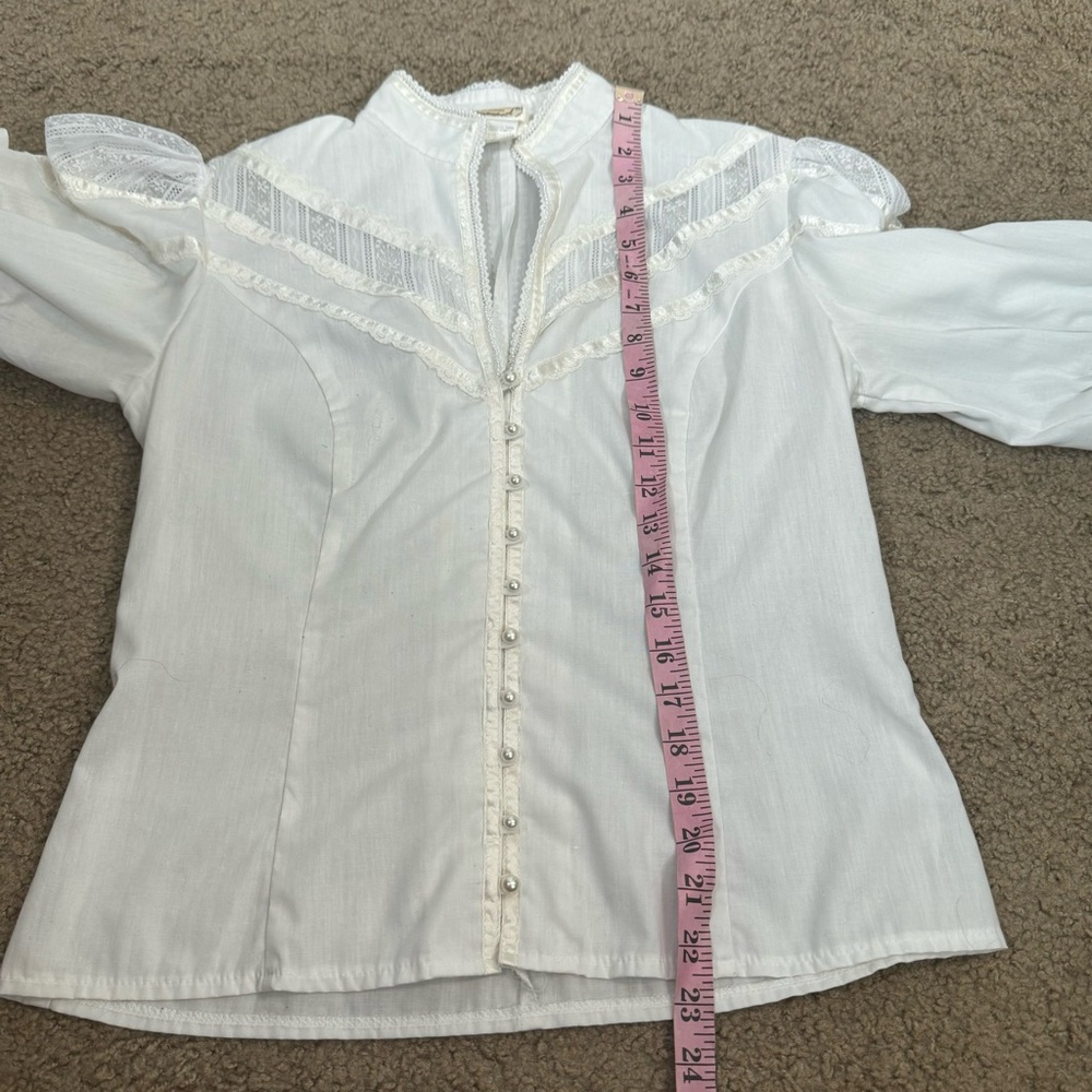 Gunne Sax Jessica Gunnies Prairie Vintage White Puff Sleeve Cotton Blouse - Picture 13 of 14